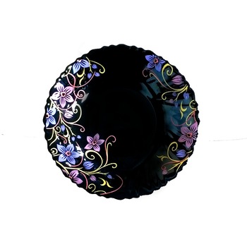 Set 6 farfurii negre opal adanci 22cm,decor floral mov Set 6 farfurii negre opal adanci 22cm,decor floral mov