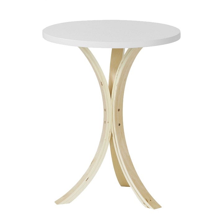 Masa cu blat rotund, SoBuy, FBT29-W, 44.5 x 55 cm, Plop/ Mesteacan, Alb