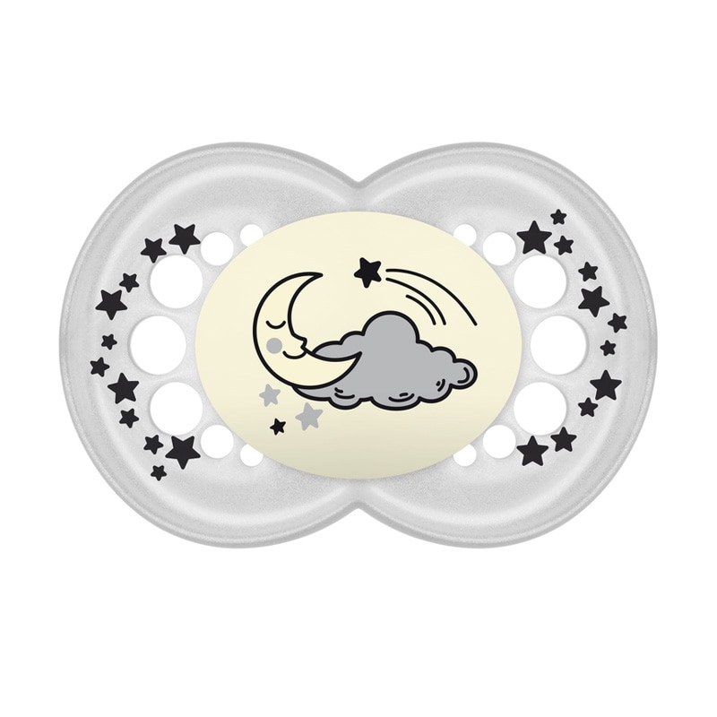 Suzeta ortodontica din silicon MAM Night 713019, Gri 6+ luni