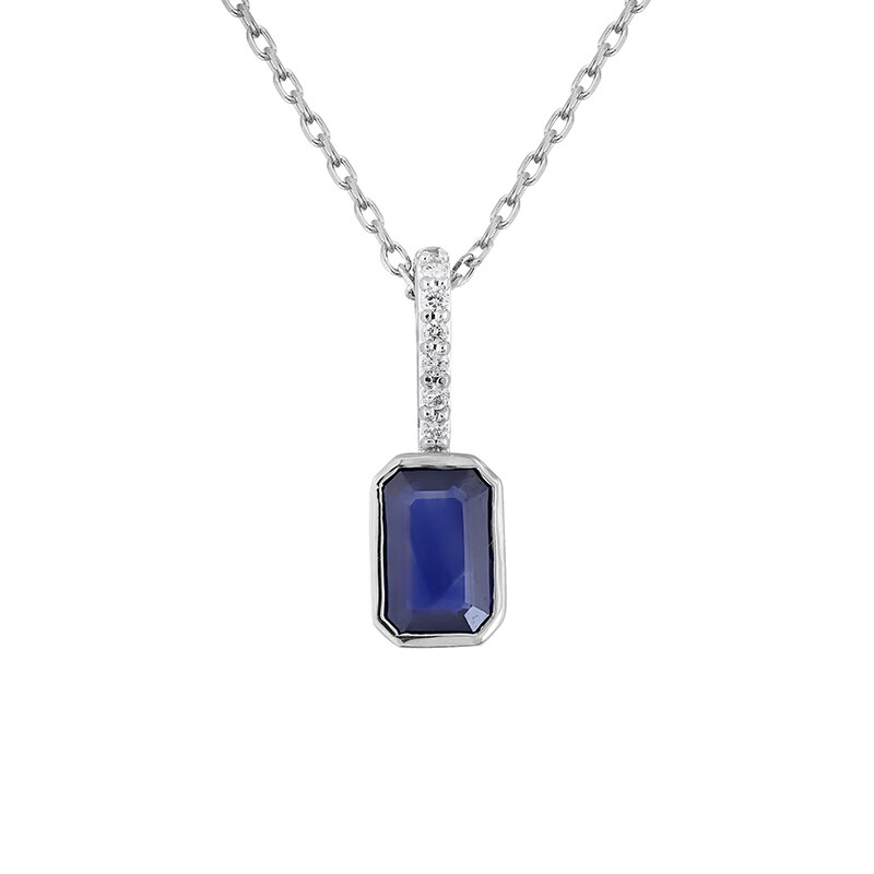 Pandantiv cu Lant Deruvo Aur 18k Diamante, Safir, Ajustabil 40-45 PCPF00297-W