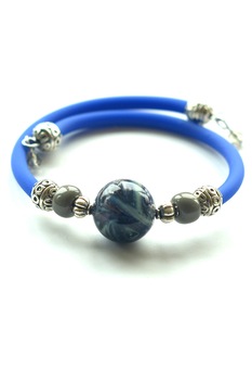 Bratara din sticla Murano autentica, model Betty, culoare albastru, 21 cm Bratara din sticla Murano autentica, model Betty, culoare albastru, 21 cm