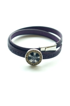 Bratara din piele, culoare mov inchis, 40cm, cu stras din sticla Murano Bratara din piele, culoare mov inchis, 40cm, cu stras din sticla Murano