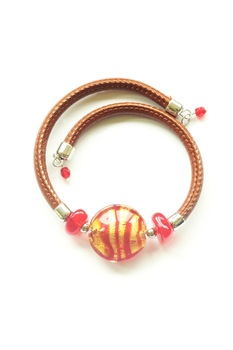 Bratara din sticla Murano autentica, model Diana, culoare rosu, 21 cm Bratara din sticla Murano autentica, model Diana, culoare rosu, 21 cm