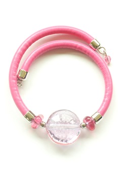 Bratara din sticla Murano autentica, model Diana, culoare roz, 21 cm Bratara din sticla Murano autentica, model Diana, culoare roz, 21 cm