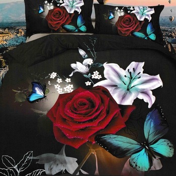 Lenjerie 3D Bumbac Satinat Superior - 4 Piese - Pat 2 Persoane - Red Rose Lenjerie 3D Bumbac Satinat Superior - 4 Piese - Pat 2 Persoane - Red Rose