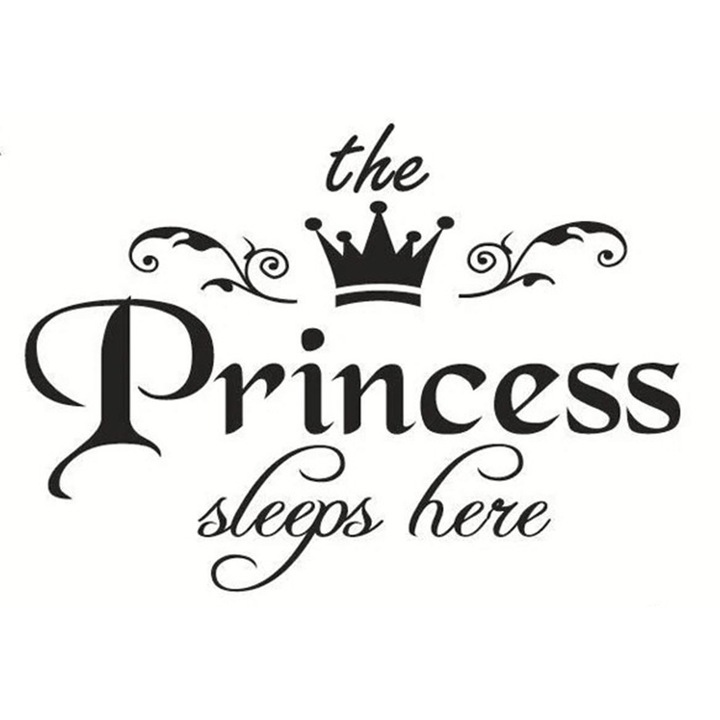 Sticker decorativ citat The princess sleeps here (40 x 28 cm)