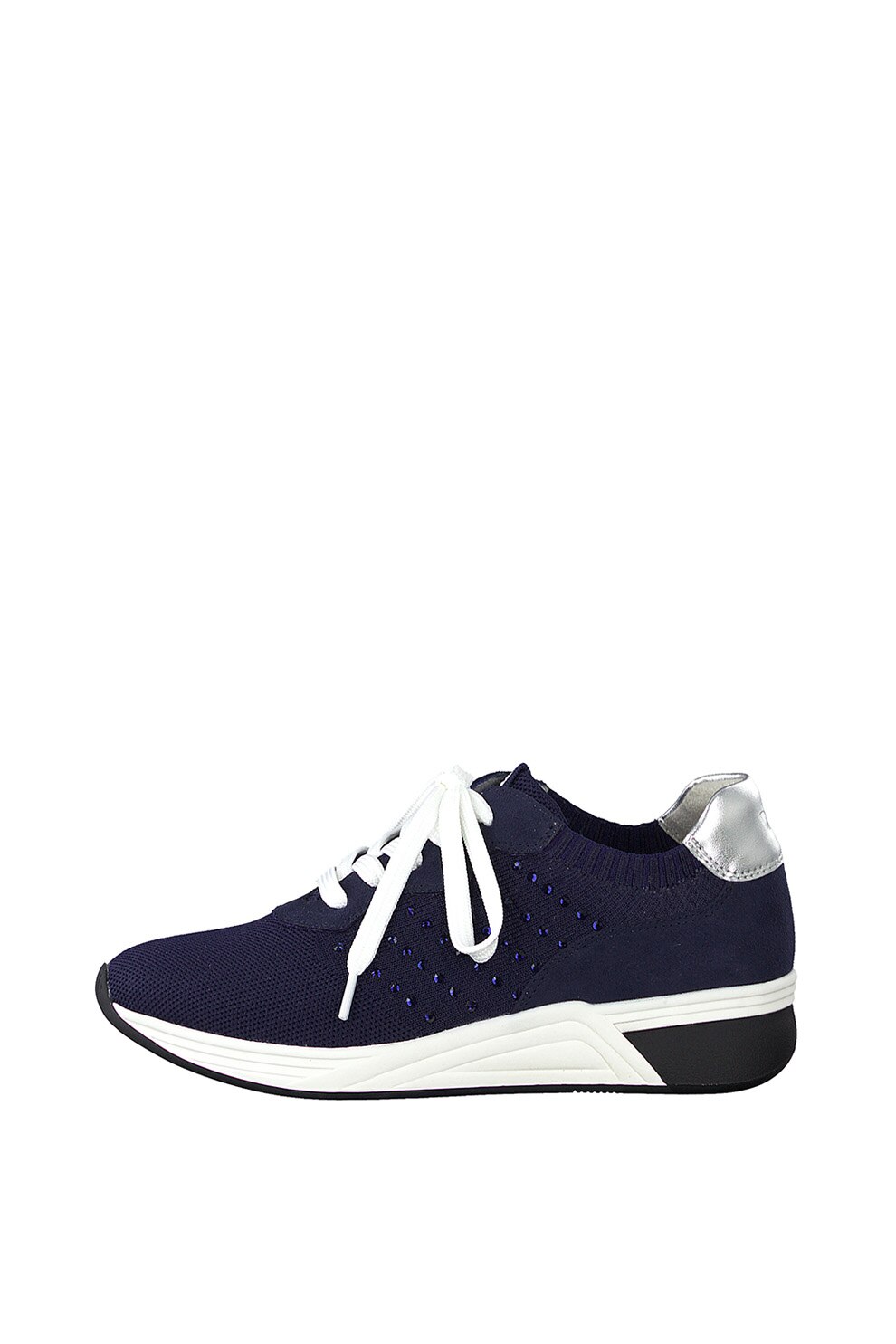 Marco Tozzi, Pantofi sport cu insertii de piele ecologica, Bleumarin inchis, 40