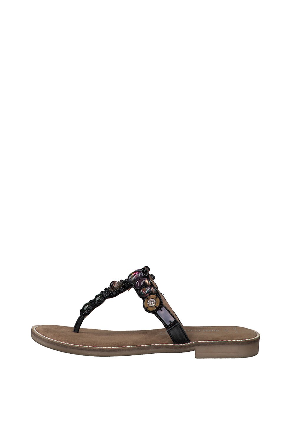 Marco Tozzi, Papuci flip-flop de piele, Negru, 40