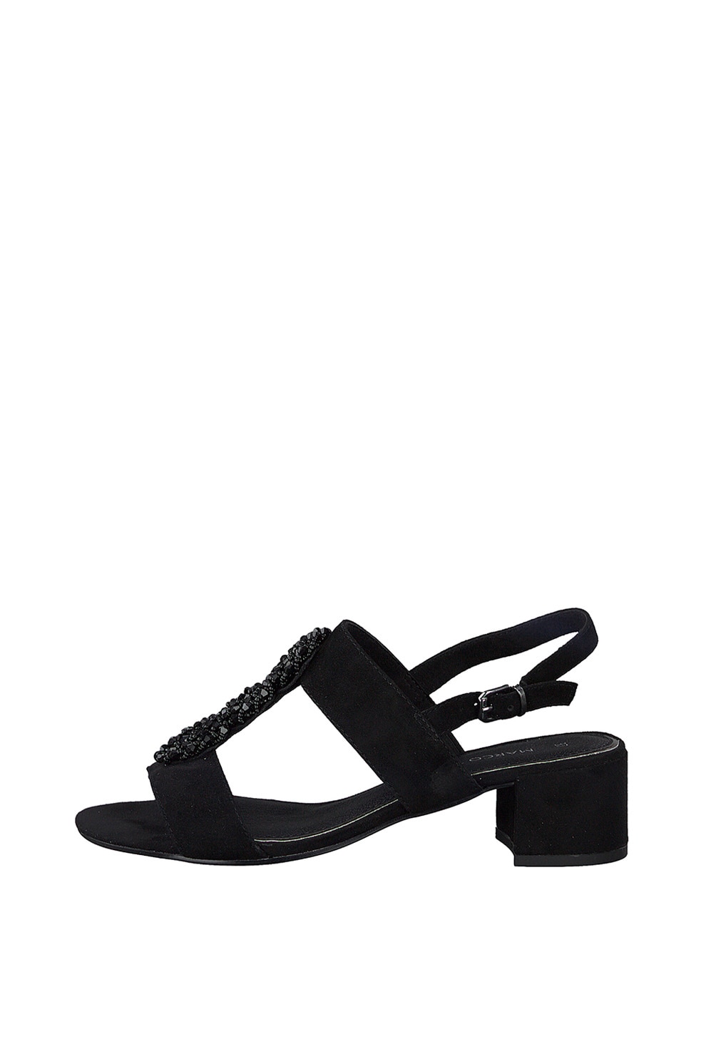 Marco Tozzi, Sandale de piele intoarsa ecologica, cu toc masiv, Negru, 36