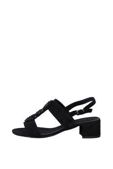 Marco Tozzi, Sandale de piele intoarsa ecologica, cu toc masiv, Negru, 36 Marco Tozzi, Sandale de piele intoarsa ecologica, cu toc masiv, Negru, 36