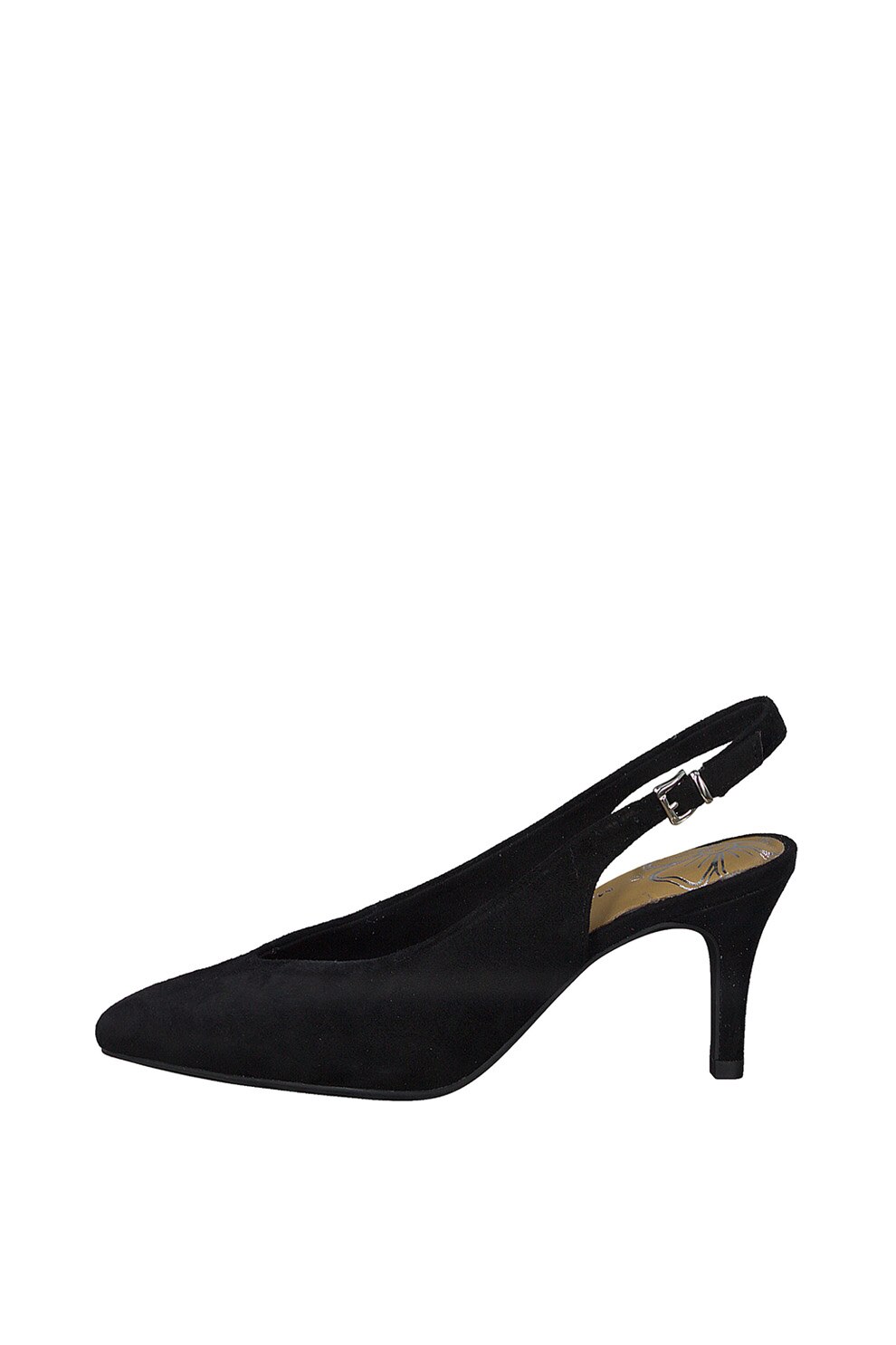 Marco Tozzi, Pantofi slingback de piele intoarsa ecologica, Negru, 37