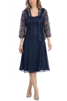 Eviza - Комплект рокля и сако, тъмносин, размер XL
