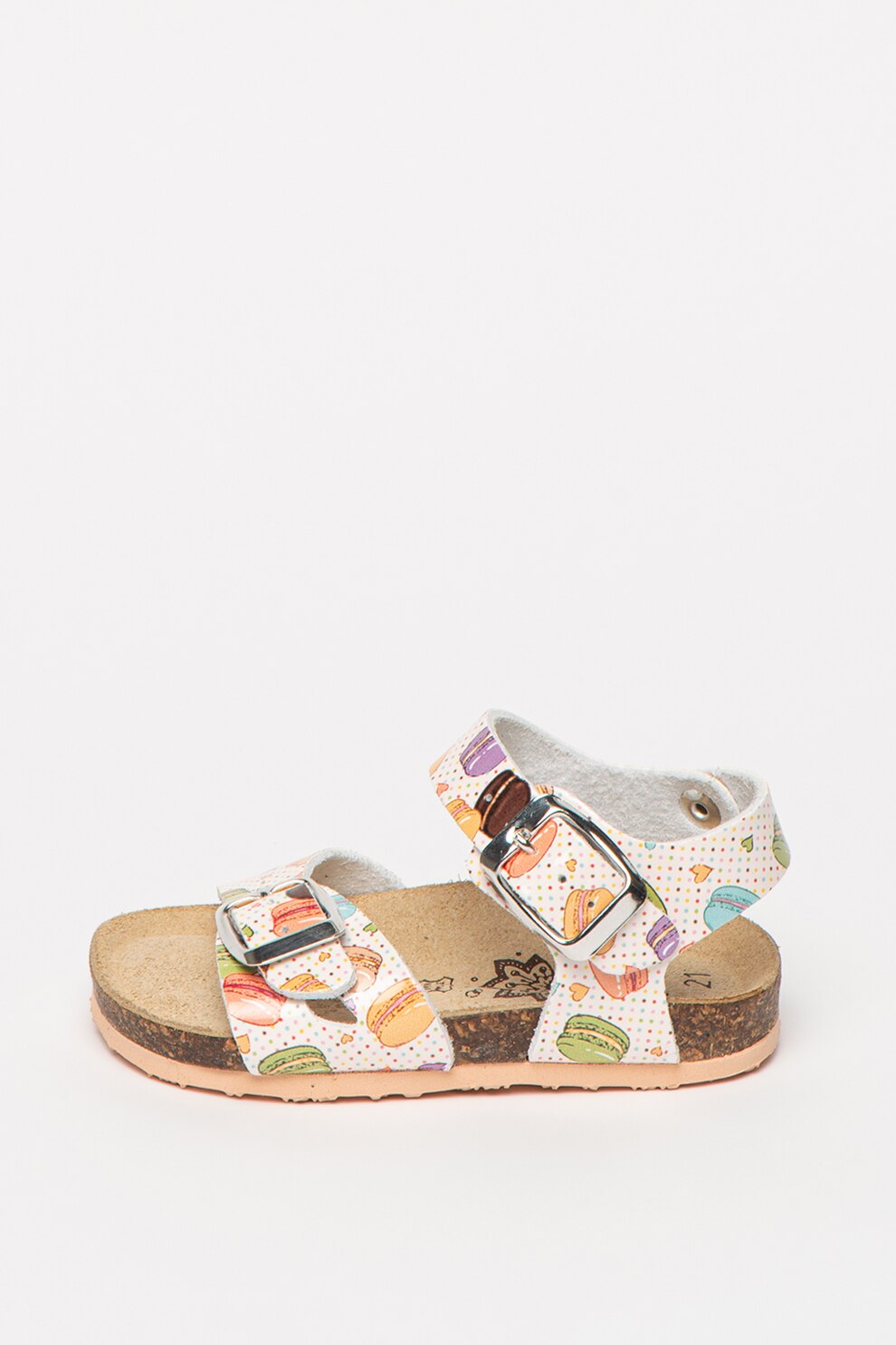 Primigi, Sandale de piele ecologica, Alb/Maro/Verde, 22 EU