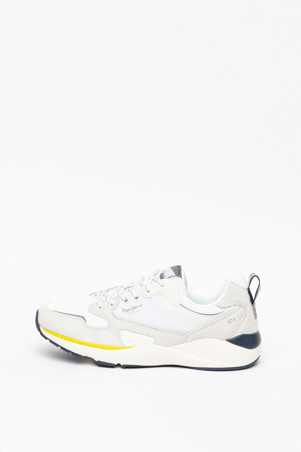 Pepe Jeans London, Pantofi sport cu insertii de piele nabuc Blake