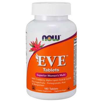 Supliment nutritiv Multivitamine Superior Eve Now Foods, 180 drajeuri, 340 gr Supliment nutritiv Multivitamine Superior Eve Now Foods, 180 drajeuri, 340 gr