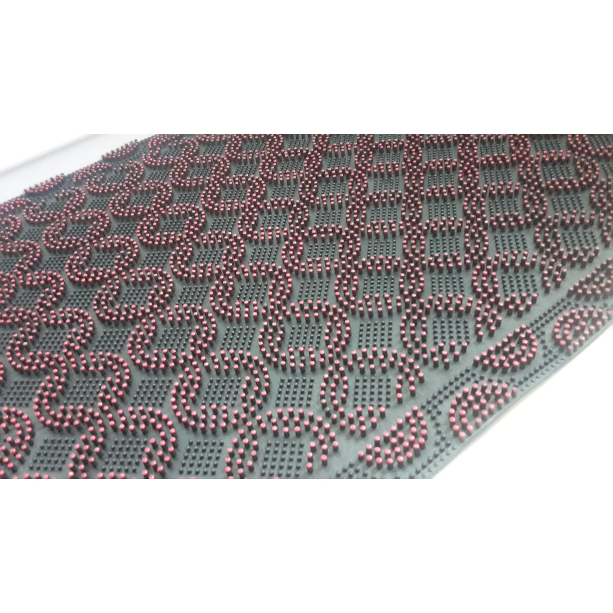 Covoras intrare 3D, 45x75cm, cauciuc, rectangular, tip piscina, model cerculete, culoare rosu, tip trafic intens