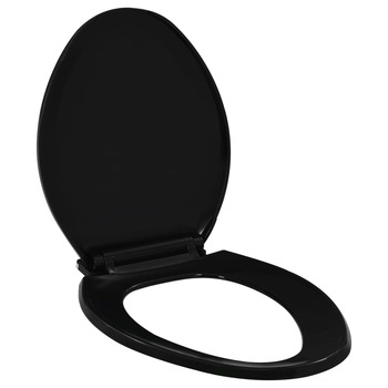 Capac de WC inchidere silentioasa, eliberare rapida, vidaXL, 47 x 35 cm, Negru Capac de WC inchidere silentioasa, eliberare rapida, vidaXL, 47 x 35 cm, Negru