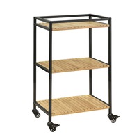 Carucior de bucatarie SoBoy, FKW65-N, 47 x 33 x 78 cm, Metal/ Lemn, Negru/ Maro