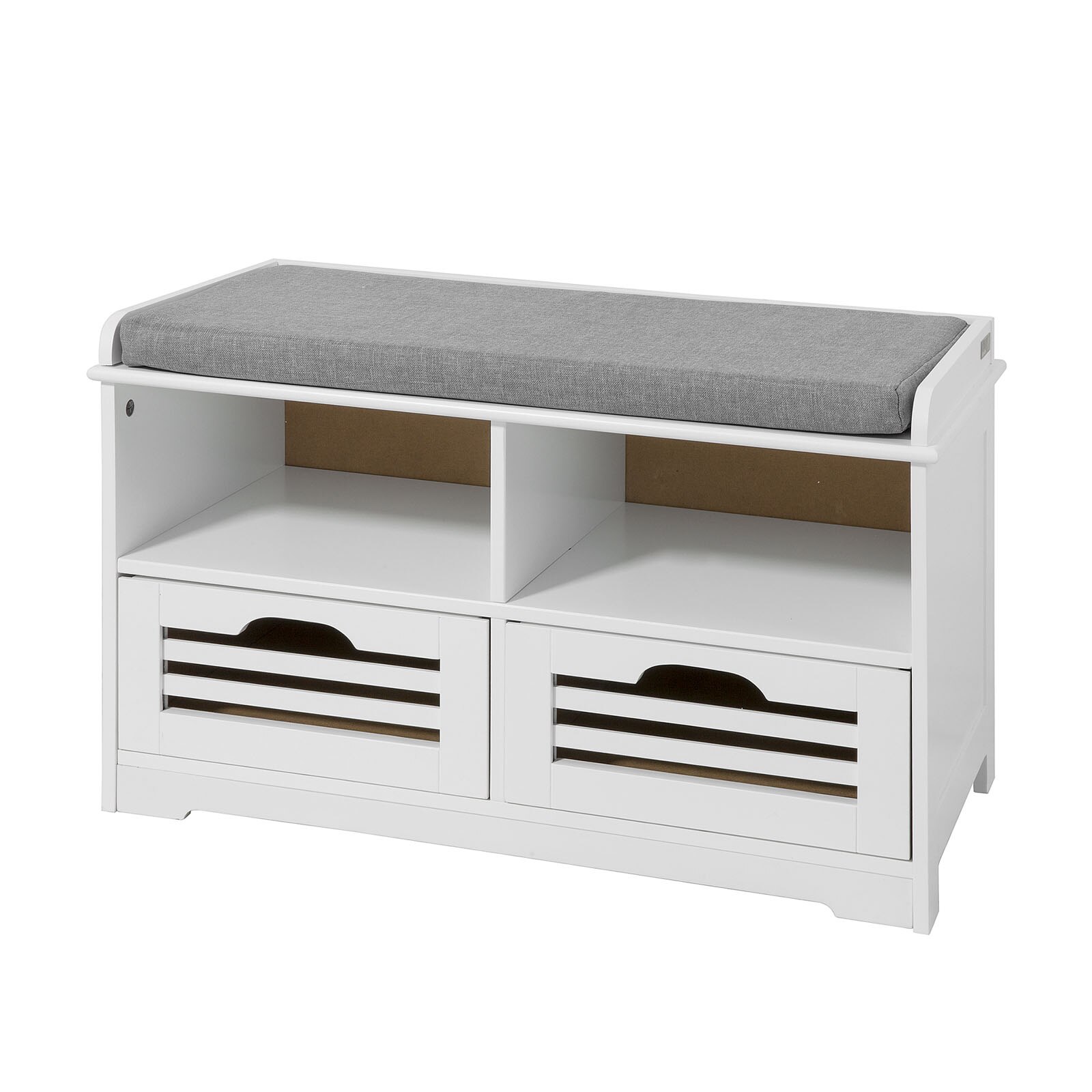 Bancuta cu spatiu de depozitare SoBuy, FSR36-K-W, 71 x 35 x 43 cm, MDF, Alb