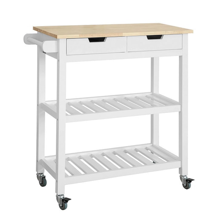 Кухненска количка SoBuy, FKW68-WN, 85 x 39 x 90 см, дърво/ MDF, бяло/ кафяво
