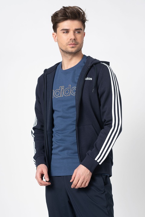 Adidas PERFORMANCE, Суитшърт с цип и контрасти, Тъмносин, S