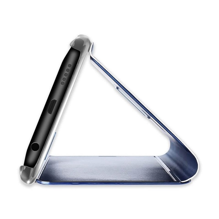 Huawei Y5 tok 2019 / Honor 8S, flip / könyv / könyv, állvány funkció, tiszta kilátás, ezüst