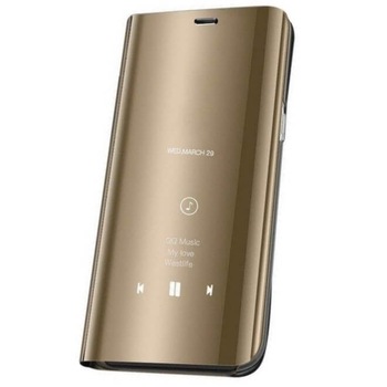 Husa Huawei Y5 2019 / Honor 8S, Flip / Book / Carte, Functie Stand, Clear View, Gold Husa Huawei Y5 2019 / Honor 8S, Flip / Book / Carte, Functie Stand, Clear View, Gold