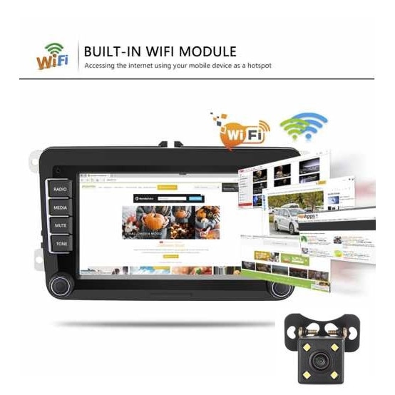 Set Navigatie dedicata VW, Camera marsalier Numar, Skoda, Seat, ANDROID, Wi-FI