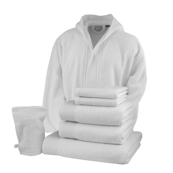 Set baie halat S/M si 6 prosoape Classic Collection, Alb, 100% bumbac, Terry Selection Set baie halat S/M si 6 prosoape Classic Collection, Alb, 100% bumbac, Terry Selection