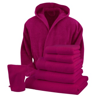 Set baie halat XXL/XXXL si 6 prosoape Classic Collection, Fucsia, 100% bumbac, Terry Selection Set baie halat XXL/XXXL si 6 prosoape Classic Collection, Fucsia, 100% bumbac, Terry Selection