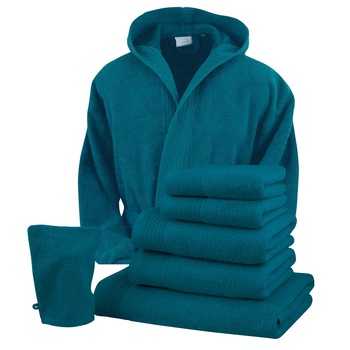 Set baie halat XXL/XXXL si 6 prosoape Classic Collection, Turcoaz, 100% bumbac, Terry Selection Set baie halat XXL/XXXL si 6 prosoape Classic Collection, Turcoaz, 100% bumbac, Terry Selection