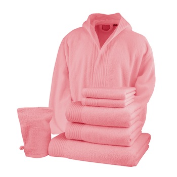 Set baie halat L/XL si 6 prosoape Classic Collection, Somon, 100% bumbac, Terry Selection Set baie halat L/XL si 6 prosoape Classic Collection, Somon, 100% bumbac, Terry Selection