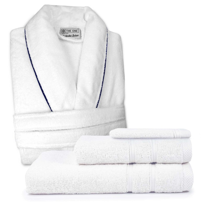 Set baie halat XXL/XXXL si prosoape Bamboo Collection, Alb