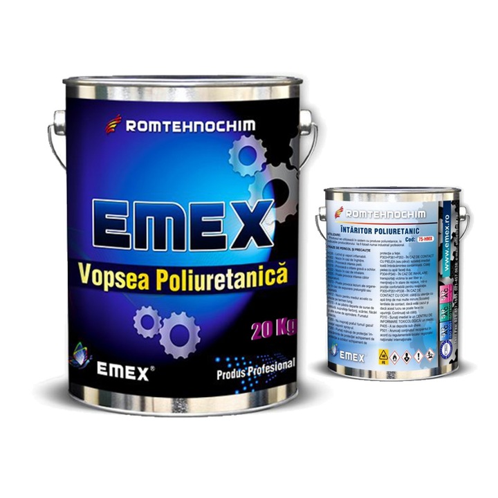Vopsea Poliuretanica Bicomponenta “EMEX”, Alb, Bidon 20 KG, Intaritor inclus