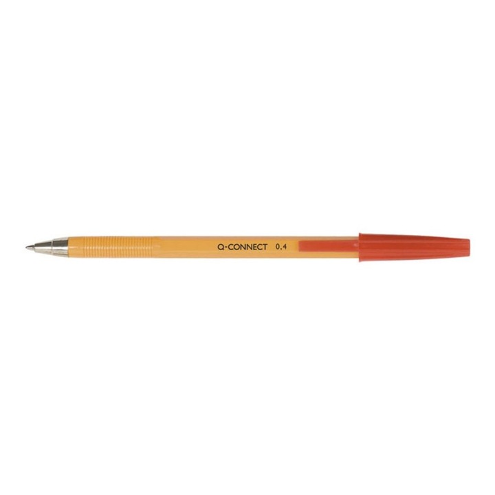 Комплект химикалки без механизъм, 0,4 mm надпис, 20 бр., жълто тяло+щипки, червен цвят