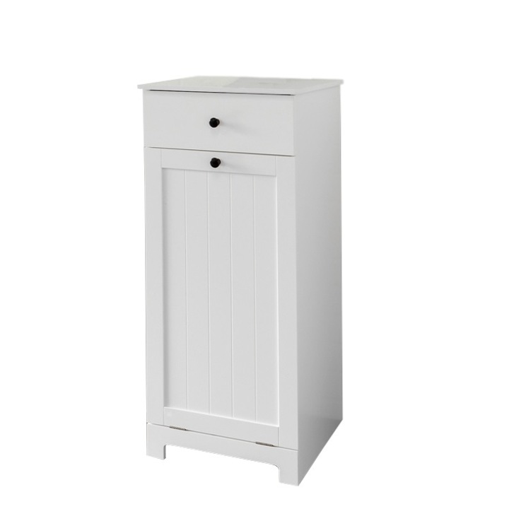 Dulap baie SoBuy, BZR21-W, 40 x 38 x 90 cm, MDF, Alb