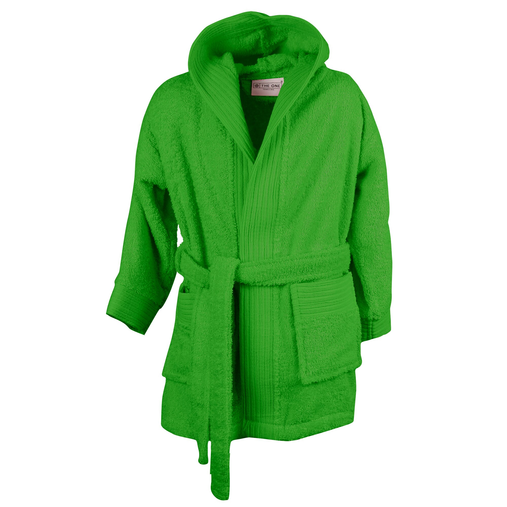 Halat baie gluga, Baby Velour Collection, Verde lime, 98/110, 100% bumbac