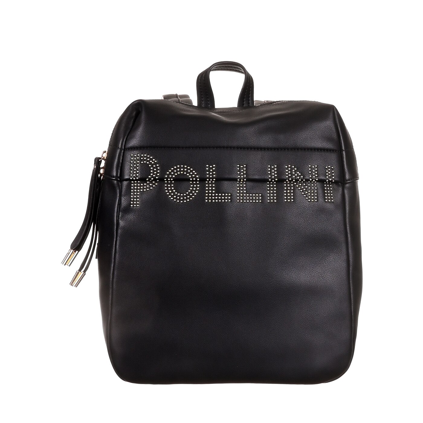Rucsac Pollini, Piele ecologica, Negru/Gri, 26x14x34 cm