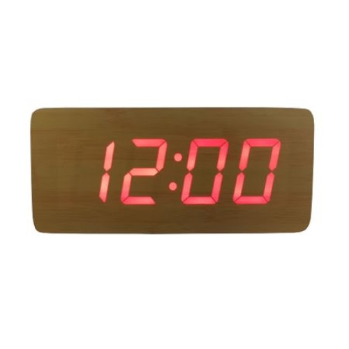 Ceas digital lemn, LED, alarma , maro