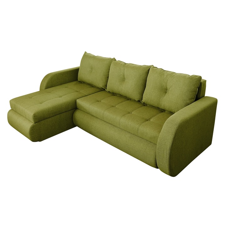 Ъглов диван Genoa Lux Lime, с място за съхранение, разтегателен, 243 x 141 x 81 см