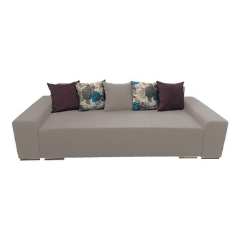Canapea extensibila Urban, MobAmbient, Crem, material textil, extensie din plasa de arcuri tip relaxa, cu lada de depozitare, 5 perne incluse, 240x150 cm Canapea extensibila Urban, MobAmbient, Crem, material textil, extensie din plasa de arcuri tip relaxa, cu lada de depozitare, 5 perne incluse, 240x150 cm