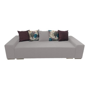 Canapea extensibila Urban, MobAmbient, Alb, material textil, extensie din plasa de arcuri tip relaxa, cu lada de depozitare, 5 perne incluse, 240x150 cm Canapea extensibila Urban, MobAmbient, Alb, material textil, extensie din plasa de arcuri tip relaxa, cu lada de depozitare, 5 perne incluse, 240x150 cm