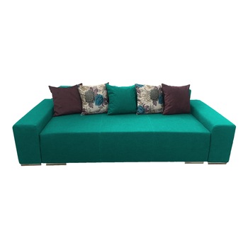 Canapea extensibila Urban, MobAmbient, Turquoise, material textil, extensie din plasa de arcuri tip relaxa, cu lada de depozitare, 5 perne incluse, 240x150 cm Canapea extensibila Urban, MobAmbient, Turquoise, material textil, extensie din plasa de arcuri tip relaxa, cu lada de depozitare, 5 perne incluse, 240x150 cm