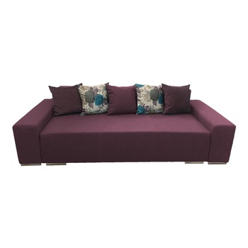 Canapea extensibila Urban, MobAmbient, Violet, material textil, extensie din plasa de arcuri tip relaxa, cu lada de depozitare, 5 perne incluse, 240x150 cm Canapea extensibila Urban, MobAmbient, Violet, material textil, extensie din plasa de arcuri tip relaxa, cu lada de depozitare, 5 perne incluse, 240x150 cm