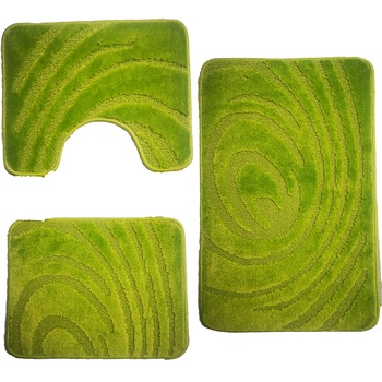 Set 3 covorase baie, NOVA HOME, Poliester, Verde Set 3 covorase baie, NOVA HOME, Poliester, Verde