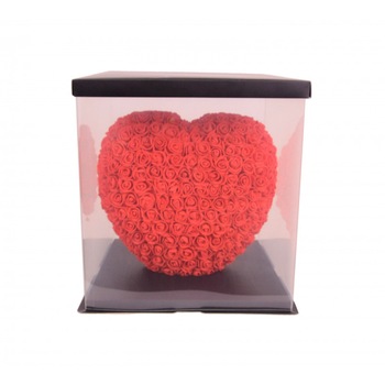 Inima din trandafiri de spuma de sapun, 100 de fire , rosie, 35 cm Inima din trandafiri de spuma de sapun, 100 de fire , rosie, 35 cm