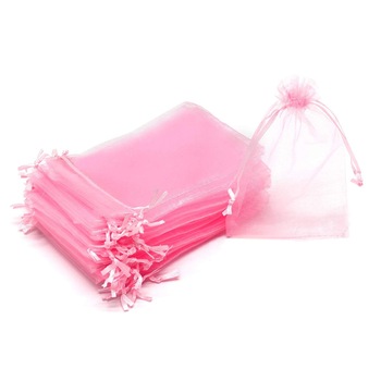 Saculeti organza dreptunghiulari 9x12cm (set 100 buc) - Roz Saculeti organza dreptunghiulari 9x12cm (set 100 buc) - Roz