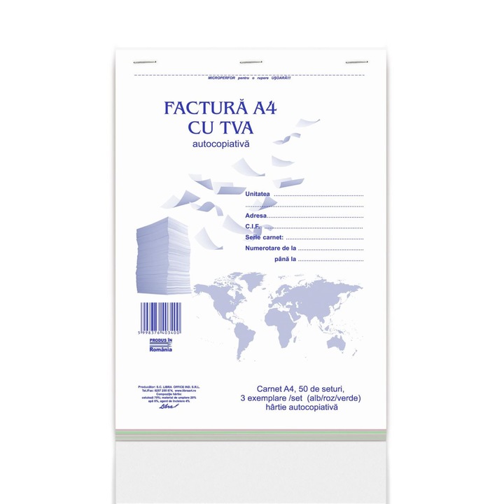 Factura A4 cu TVA 3 EX. 150F Autocopiativ