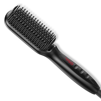 Perie de indreptat parul si barba 3 in 1, electrica cu invelis ceramic, temperatura reglabila, 450 grade, indreptare rapida, negru Perie de indreptat parul si barba 3 in 1, electrica cu invelis ceramic, temperatura reglabila, 450 grade, indreptare rapida, negru