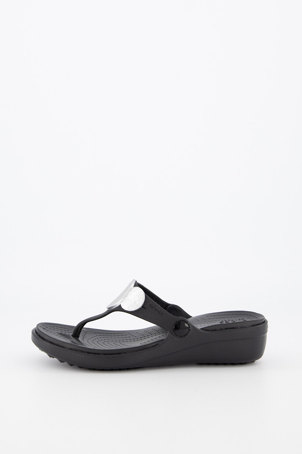 Crocs, Papuci cu bareta separatoare si insertii metalizate Sanrah